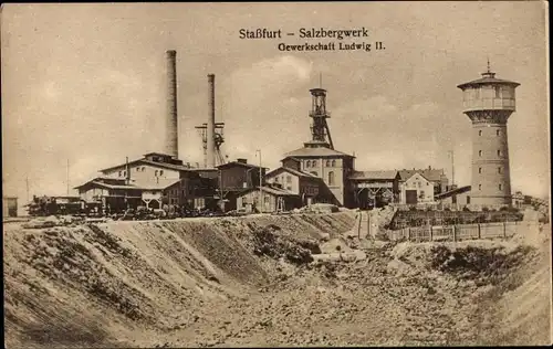 Ak Staßfurtj im Salzlandkreis, Salzbergwerk, Gewerkschaft Ludwig II., Wasserturm