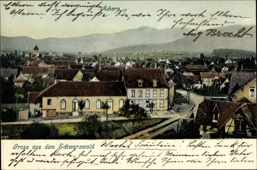 Ak Achern in Baden Schwarzwald, Totalansicht der Ortschaft