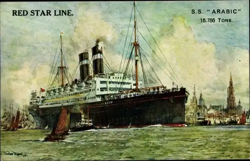 Künstler Ak SS Arabic, Red Star Line, RSL, Passagierschiff