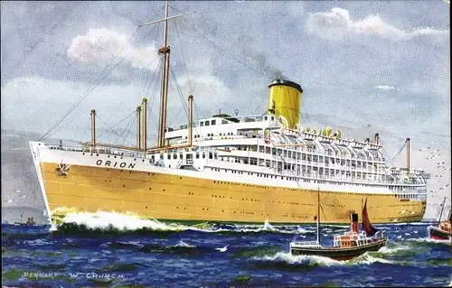 Künstler Ak Dampfer RMS Orion, Orient Line