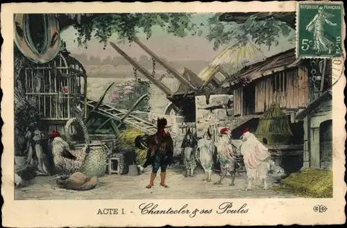 Ak Theaterszene, Acte I, Chantecler et ses Poules