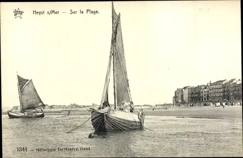 Ak Knokke Heist Heyst Knocke sur Mer Westflandern, Sur la Plage, Boote