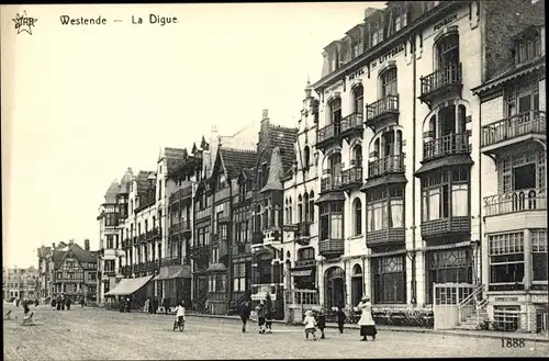 Ak Westende Westflandern, La Digue