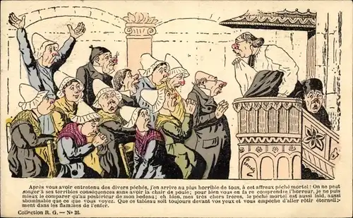 Ak Prediger zeigt Gemeinde den Po von einem Geistlichen, Todsünde