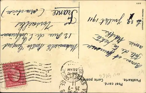 Präge Glückwunsch Geburtstag, Korb mit Veilchen