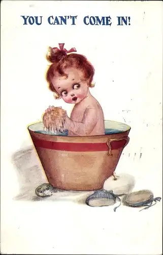 Ak You can't come in, Mädchen in der Badewanne