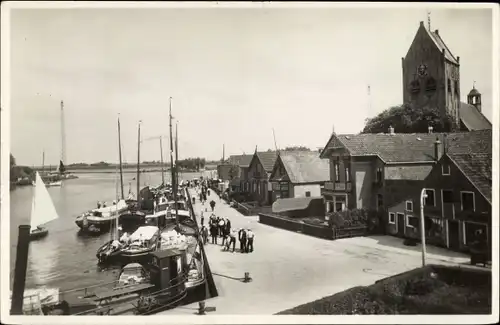 Ak Grouw Grou Friesland Niederlande, Kade, Boote