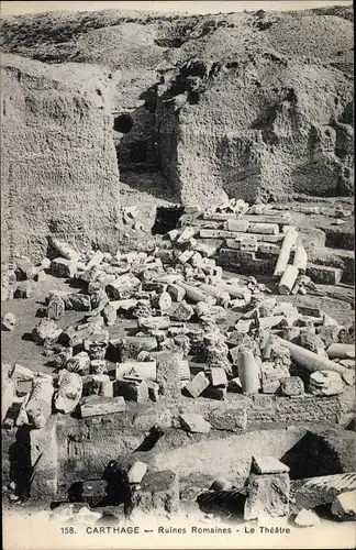 Ak Carthage Karthago Tunesien, Ruines Romaines, Le Theatre