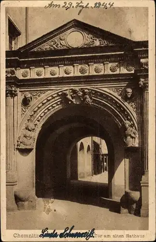 Ak Chemnitz, Tor am alten Rathaus