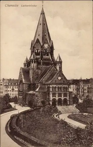 Ak Chemnitz in Sachsen, Lutherkirche, Außenansicht