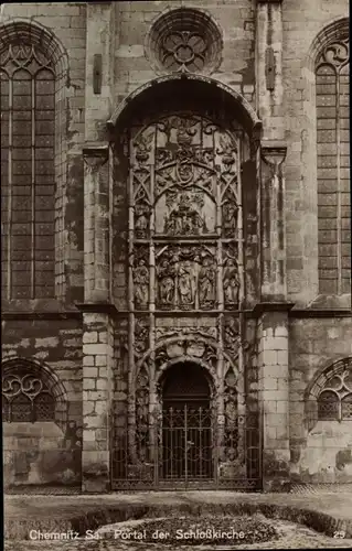 Ak Chemnitz Sachsen, Portal der Schlosskirche