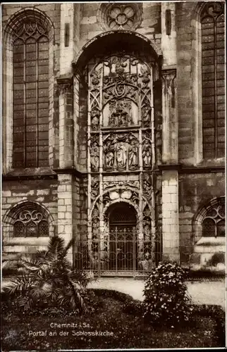 AK Chemnitz Sachsen, Portal an der Schlosskirche