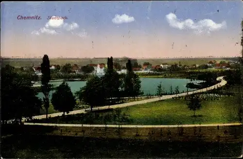 Ak Chemnitz Sachsen, Stadtpark, Teich