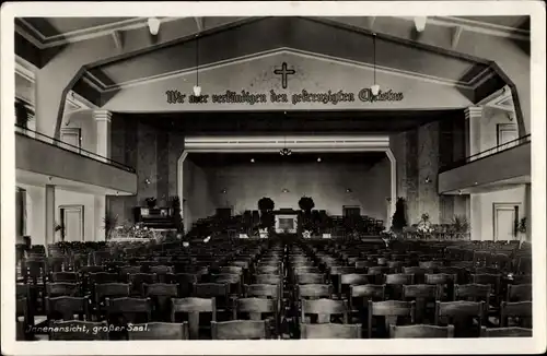 Ak Chemnitz Sachsen, Gemeinschaftshaus der Landeskirchlichen Gemeinschaft, Innenansicht großer Saal