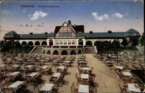 Ak Chemnitz Sachsen, Küchwaldschänke, Terrasse
