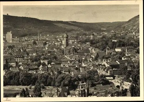 Ak Jena in Thüringen, Altstadt vom Hausberg gesehen, Kirche