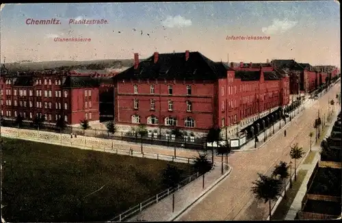 Ak Chemnitz Sachsen, Ulanenkaserne, Infanteriekaserne, Planitzstraße