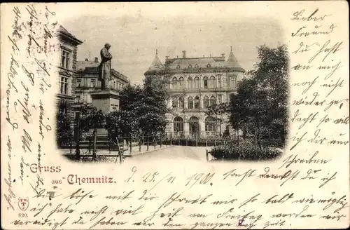 Ak Chemnitz in Sachsen, Börse, Denkmal