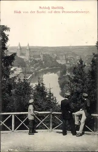Ak Rochlitz an der Mulde, Schloss, Blick von der Bastei auf dem Promenadenwege