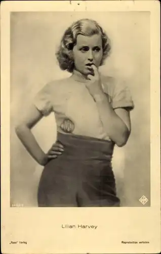 Ak Schauspielerin Lilian Harvey, Portrait, Ufa Film, Ross Verlag 6980 2