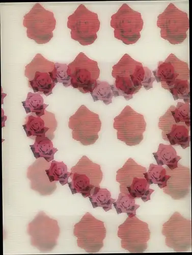 3D Ak Rosenblüten, Herz