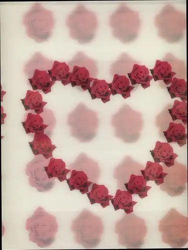3D Ak Rosenblüten, Herz