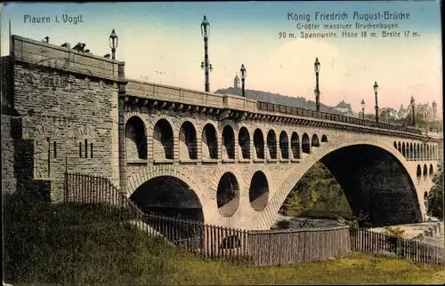 Ak Plauen im Vogtland, König Friedrich August Brücke