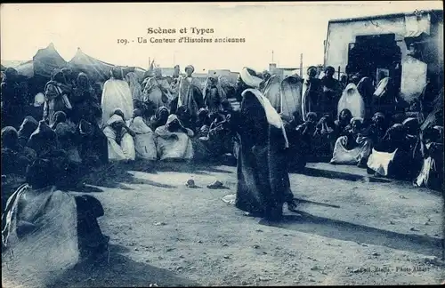 Ak Scènes & Types, Un Conteur d'Histoires anciennes
