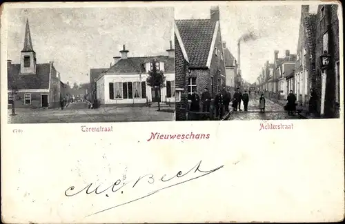 Ak Nieuweschans Groningen, Torenstraat, Achterstraat