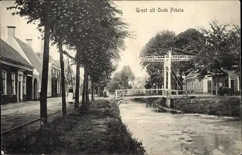 Ak Oude Pekela Groningen Niederlande, Kanal, Brücke