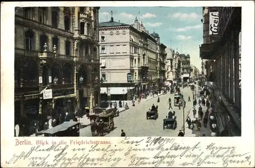 Ak Berlin Mitte, Friedrichstraße, Kaiser Hotel, Pferdekutschen