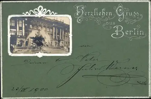 Passepartout Ak Berlin Mitte, Brunnen