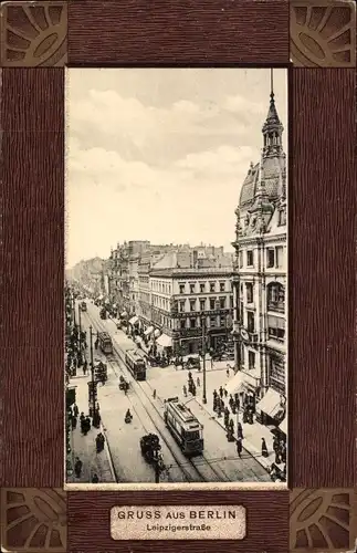 Passepartout Ak Berlin Mitte, Leipziger Straße, Straßenbahn