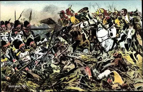 Ak Waterloo Wallonisch Brabant, Ende der Schlacht von Ligny, 1815