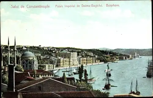 Ak Konstantinopel Istanbul Türkei, Palais Imperial de Dolma Bagtche, Bosphore