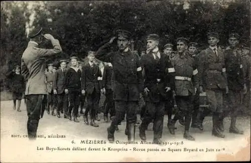 Ak Charleville Mézières Ardennes, Occupation Allemande 1914-1918, Kronprinz, Boys Scouts, Revue