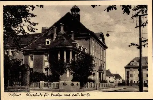 Ak Staßfurt im Salzlandkreis, Oberschule für Knaben und Kalistraße