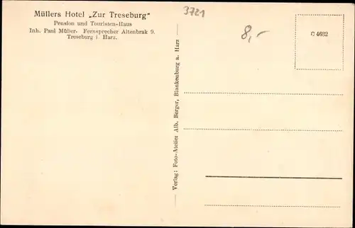 Ak Treseburg Thale im Harz, Müllers Hotel Zur Treseburg