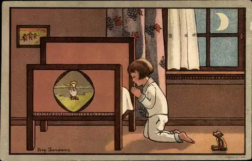 Künstler Ak Jordens, Bep, Voor het slapen gaan, Kind beim Nachtgebet