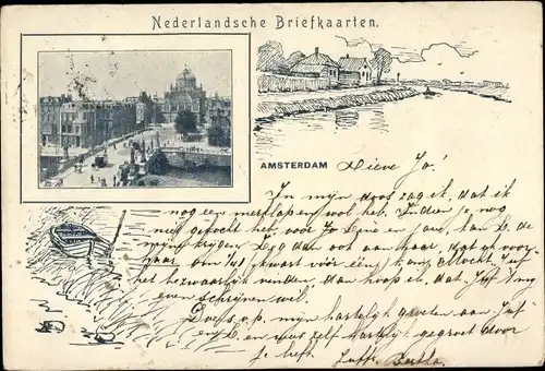 Passepartout Ak Amsterdam Nordholland Niederlande, Stadtansicht