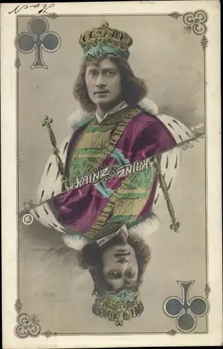 Ak Schauspieler Josef Kainz, Portrait, Spielkarte, Kreuz König