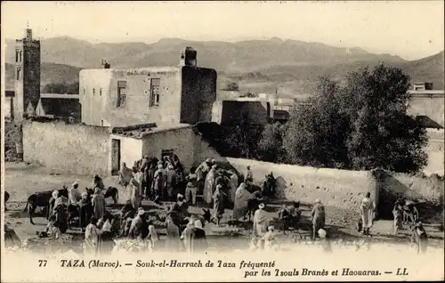 Ak Taza Marokko, Souk-el-Harrach de Taza frequente par kes Tsouls Branes et Haouaras
