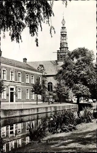 Ak Leiden Südholland Niederlande, Steinschuur met Lodewijskerk