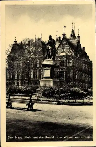 Ak Den Haag Südholland Niederlande, Plein met standbeeld Prins Willem van Oranje