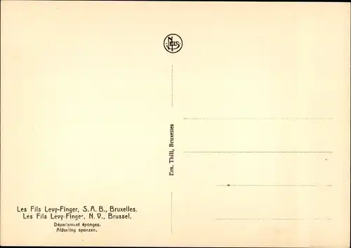 Ak Bruxelles Brüssel, Les Fils Levy-Finger, S.A.B., Departement eponges