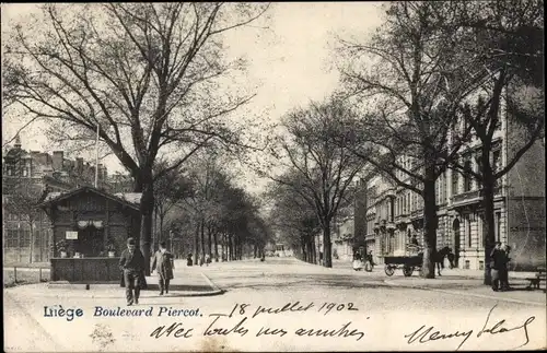 Ak Liège Lüttich Wallonien, Boulevard Piercot, Straßenpartie, Passanten