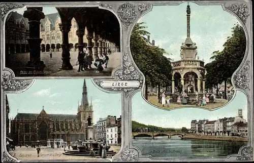 Ak Liège Lüttich Wallonien, Palais, Cathédrale, la Meuse, le Perron