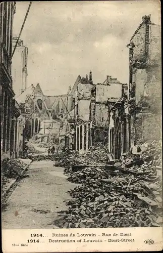 Ak Louvain Leuven Flämisch Brabant, Ruines, Rue de Diest