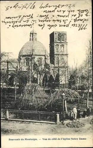 Ak Montaigu Scherpenheuvel Flämisch Brabant, Vue de cote de l'eglise Notre Dame