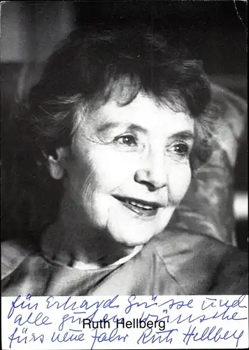 Ak Schauspielerin Ruth Hellberg, Portrait, Autogramm